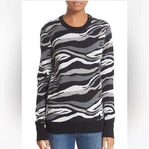 Equipment Femme Ondine 100% Wool Zebra Abstract Striped Sweater Size M
